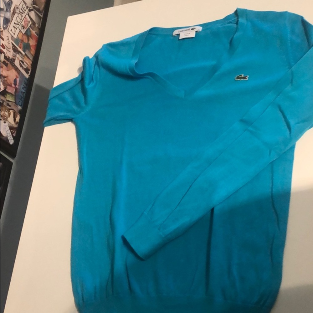Lacoste turquoise size 34 v neck sweater